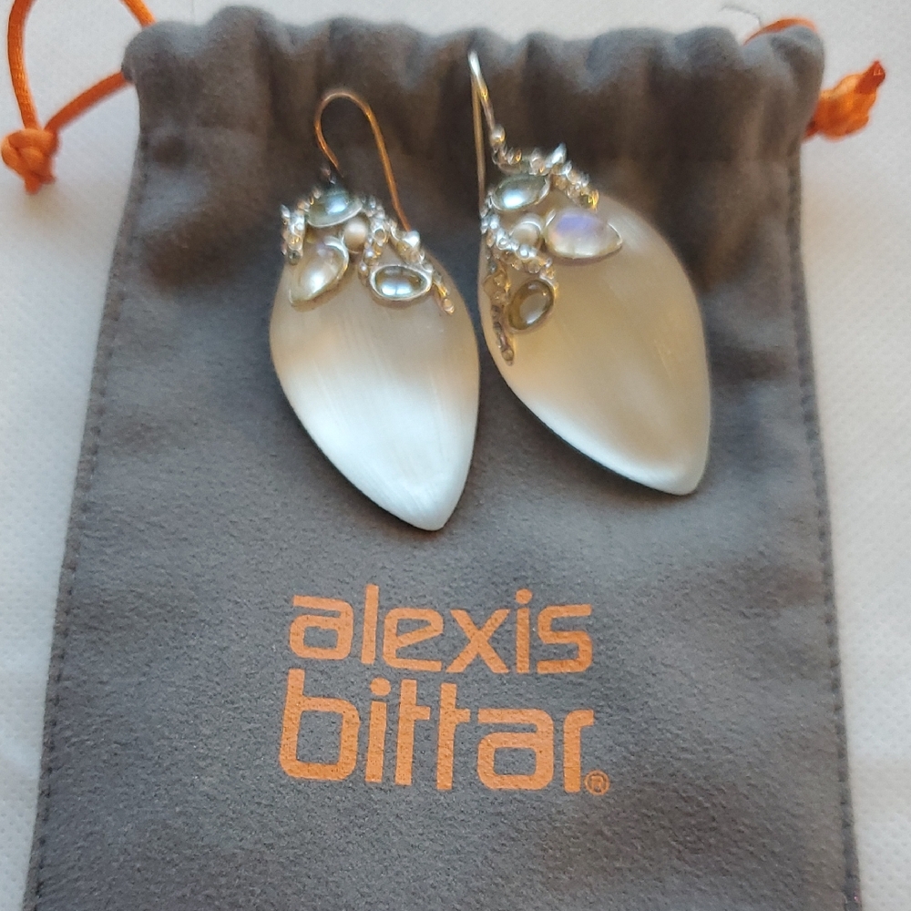 Alexis Bittar Lucite & Gemstone Drop Earrings STUNNING!